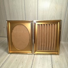 Vtg 5x7 Photo Frames Easle Gold Metal Oval Shadowbox Square Matt Style Gallery
