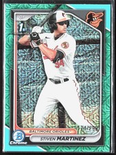 2024 Bowman Chrome Stiven Martinez Aqua Mojo Refractor #BCP-229 SN Orioles