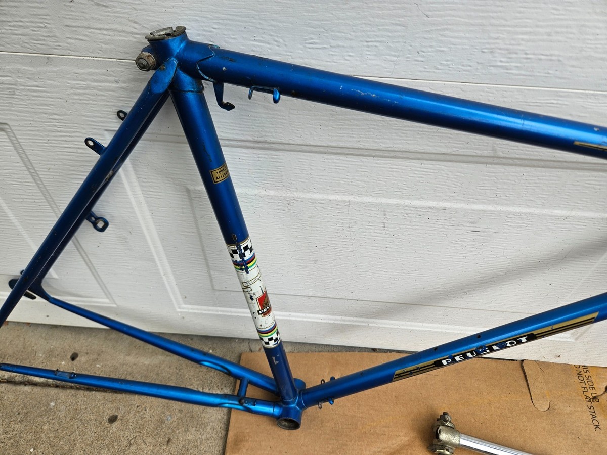 Vintage 70s Peugeot UO-8 Road Bike Frame + Fork Blue 57cm Large