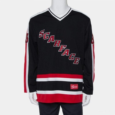 Supreme Black Scarface Embroidered Synthetic Paneled Hockey Jersey