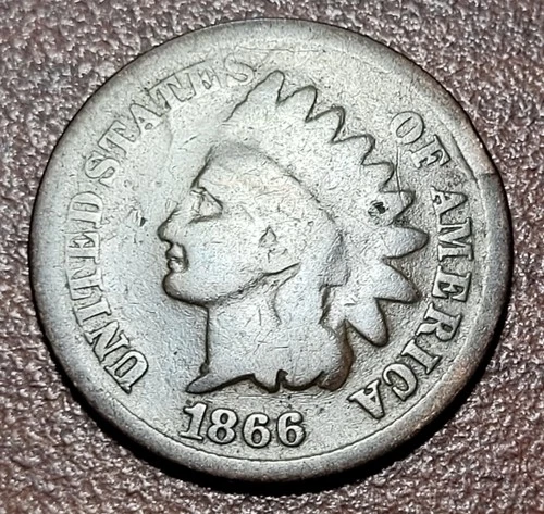 1866 Indian Head Cent Good Original Toning Better Date IHC IHP Penny Coin