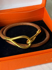 Hermès Jumbo Double Tour Brown Leather Wrap Bracelet GHW