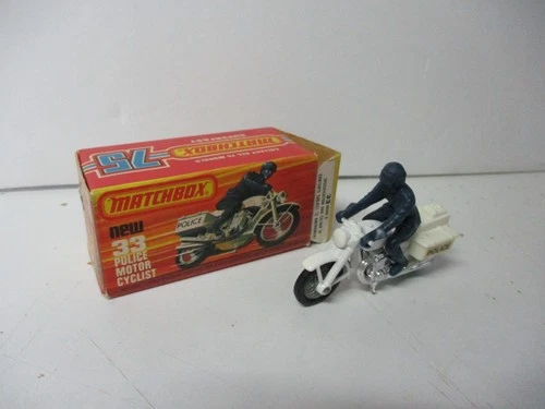 Matchbox Lesney Superfast SF33 Police Motorcycle- spoked wheels, boxed
