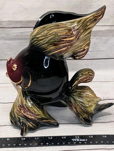 Vintage Hull Ebb Tide Fish Vase Planter Brown Very Nice!