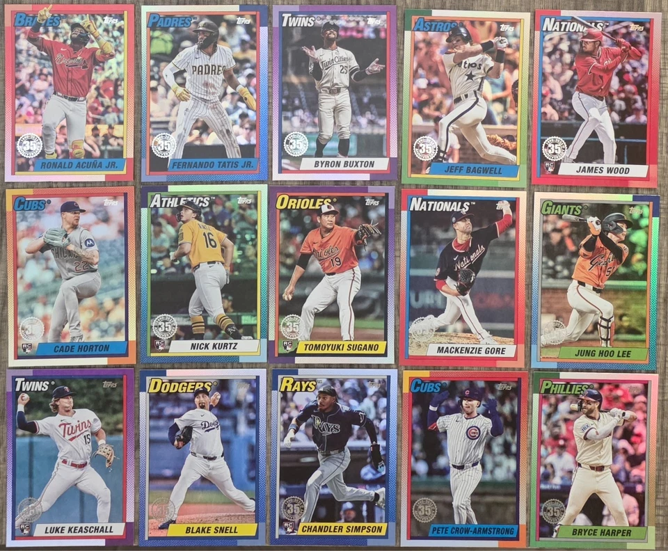 2025 Topps Update 35th Anniversary 1990 Foil Insert LOT (24) RCs, Stars, Vets - Image 3 of 3