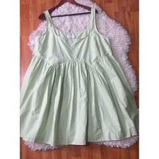 ASOS light green cotton babydoll dress size 14 oversized roomy natural fibers