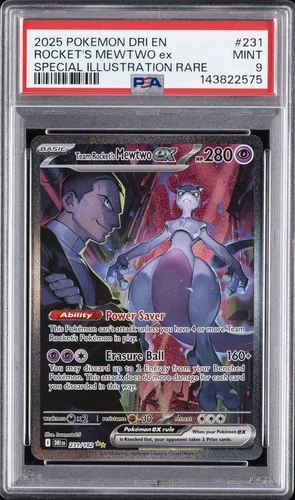 2025 POKEMON DRI EN-DESTINED RIVALS #231 TEAM ROCKET'S MEWTWO EX PSA 9