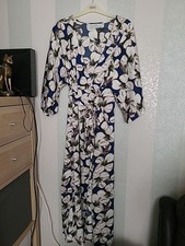 LIQUORISH LONG FLORAL WRAP OVER DRESS UK Size 10 SUMMER 3/4 SLEEVES