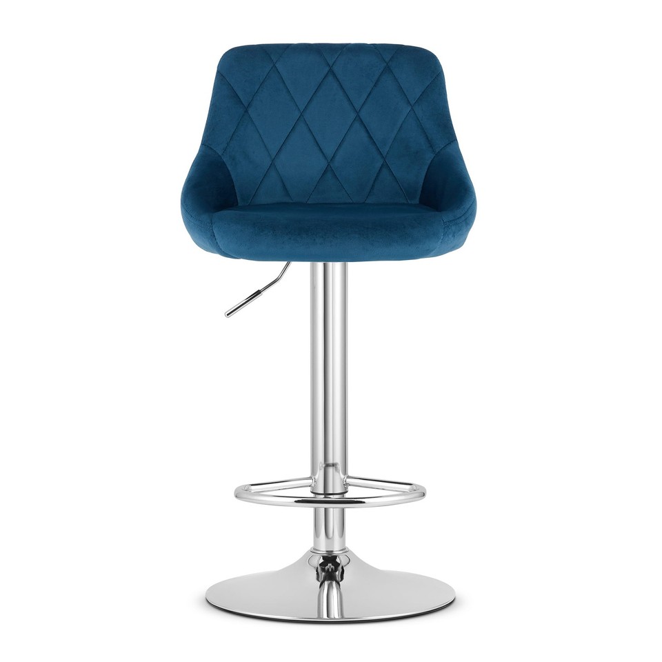 Tabouret KAST - velours bleu marine / piètement chromé