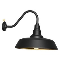 24 Inch Large Gooseneck Barn Light Outdoor Lights, Vintage 24 Dome- 1 Pc Black