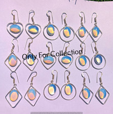 Trendy White Opalite Gemstone 925 Sterling Silver Palted Earings Lot New Jewelry