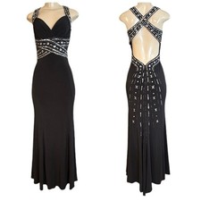 Hailey Logan Adrianna Papell Black Beaded Gown Formal Evening Dress 3/4