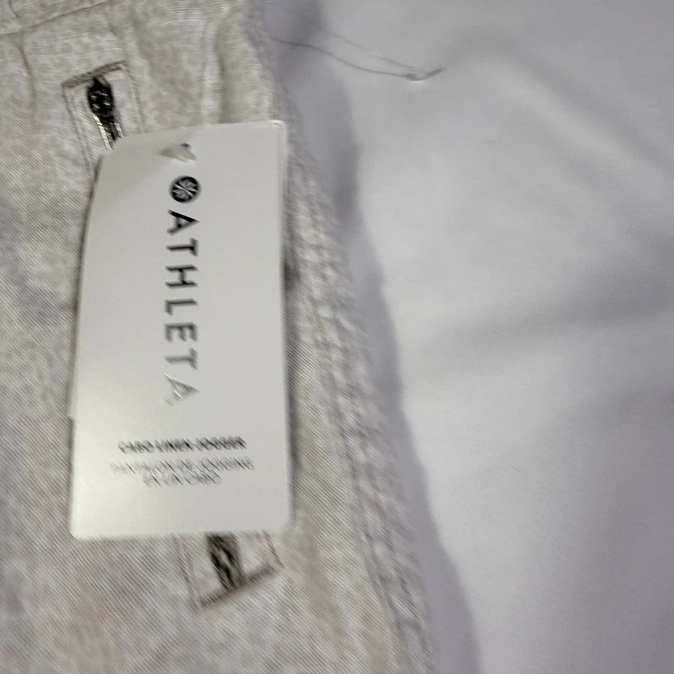 Pantalones de chándal para mujer Athleta gris claro mezcla de lino talla 8 bolsillos con cremallera Foto 2 de 4