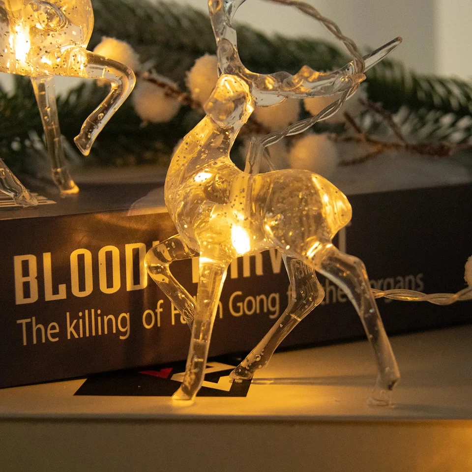 New 1.5/3m 3D Christmas Festive Reindeer Shaped Battery Operated String Lights - Image 4 of 4