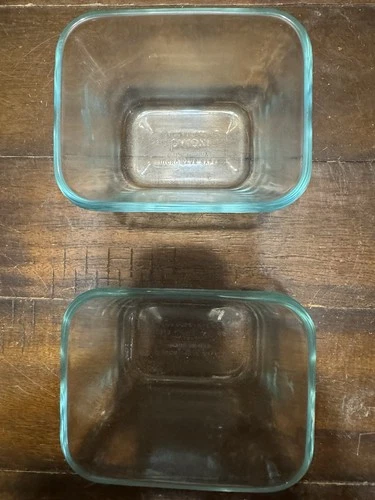 Set of 2 Vintage PYREX 501 Clear Refrigerator Dishes 1.5 Cup Ovenware USA