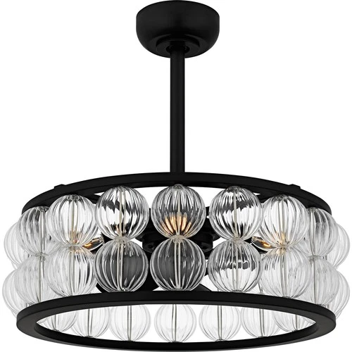 Matte Black  Fan Light from the Terrarock Collection - Picture 1 of 6