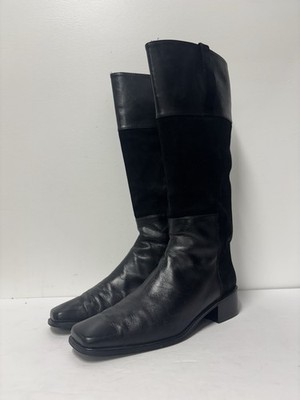 Stuart Weitzman Black Suede Leather Zip Up Tall Women s Boots Size 7