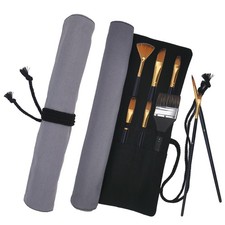 Paint Brush Holder Art Supply Storage RollUp Case 20 Slot Pocket Grey