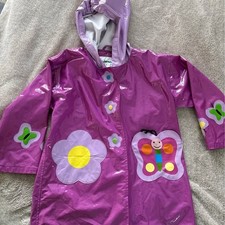 Kidorable girls 6/6x butterfly flower waterproof hooded rain jacket