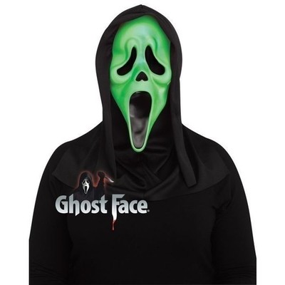 Fun World Ghost Face Halloween Mask   Green Fluorescent Glow in the Dark...