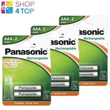 6 PANASONIC AAA RECHARGEABLE READY TO USE BATTERIES 750mAh NiMH 1.2V 2BL NEW