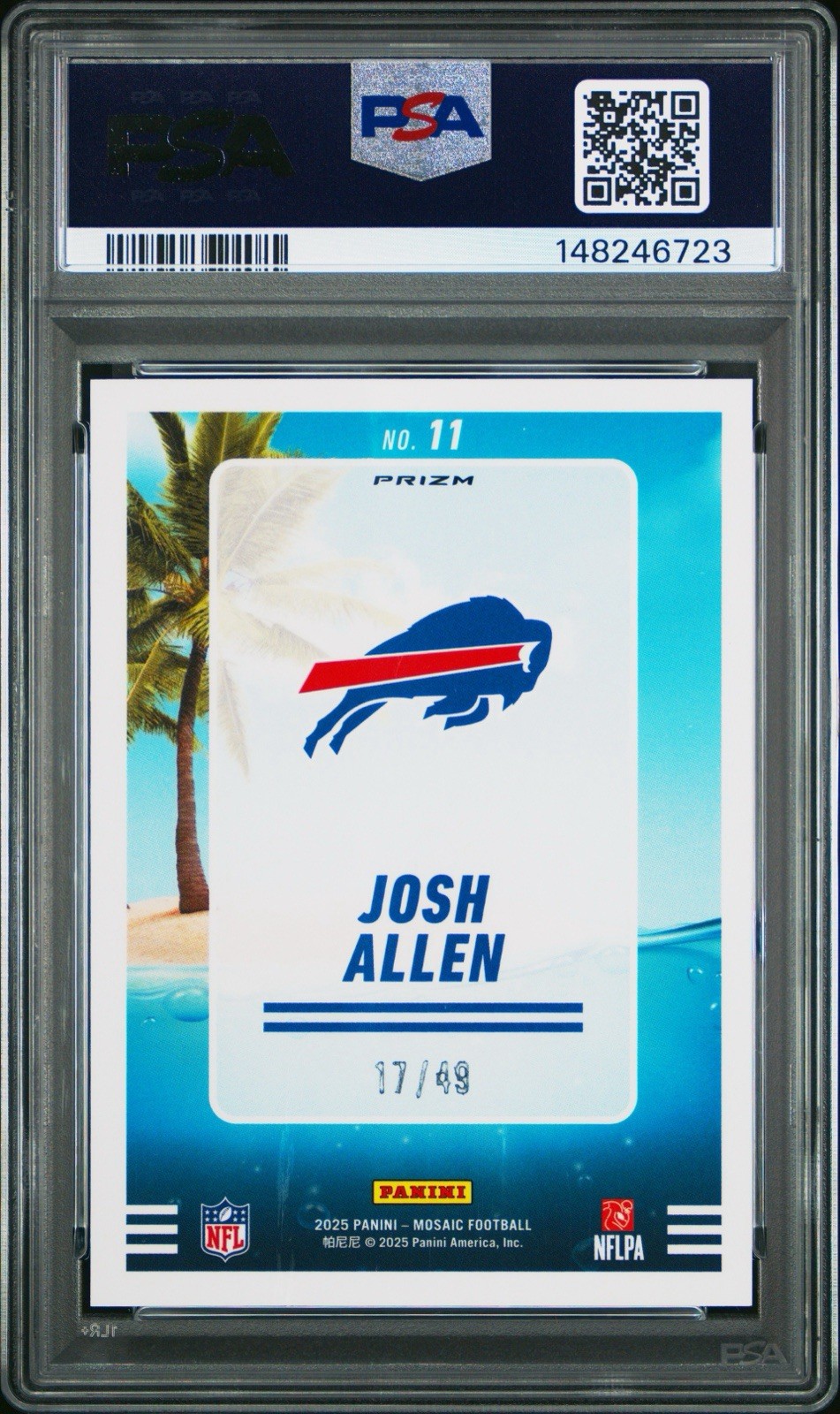 2025 Mosaic Splash Mosaic Purple Josh Allen #11 Bills MVP #17/49 PSA 10 JERSEY # view 2
