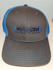 New SiriusXM Hat Cap Trucker Mesh Back Adjustable Strap Gray Royal Blue