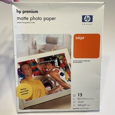 HP Premium Matte Photo Paper for Inkjet Printers 15 Sheets Unopened Box 8.5 x 11