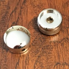 Two / CHROME / Large Dome Metal Guitar Knobs / Set-Screw / Fits 1/4" Pots
