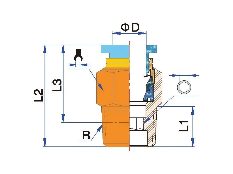 6 mm tube OD-3/8 BSPT Push to connect One Touch Air fitting, 10 pcs - Image 2 of 3