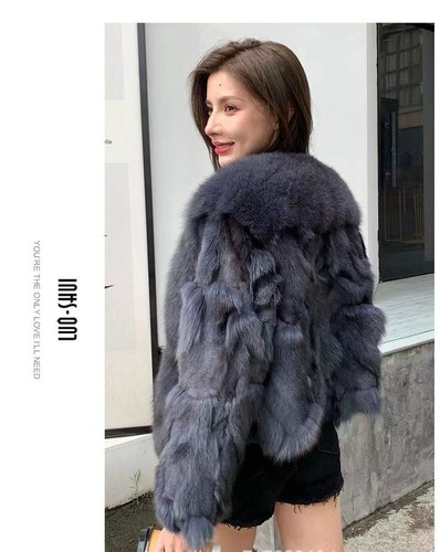 Lapel Fox Fur Coat Women's Short Real Fur Jackets Winter Warm Outwear Luxury - Picture 12 of 28