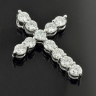 14k Solid White gold Natural Diamond Cross pendant 2.85 ct shared prong huge  — photo 4