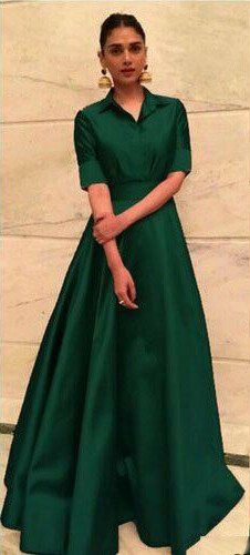 Beautiful Sexy Bollywood Celebrity Style Green Dress Stitched Designer Top Skirt - Picture 1 of 4