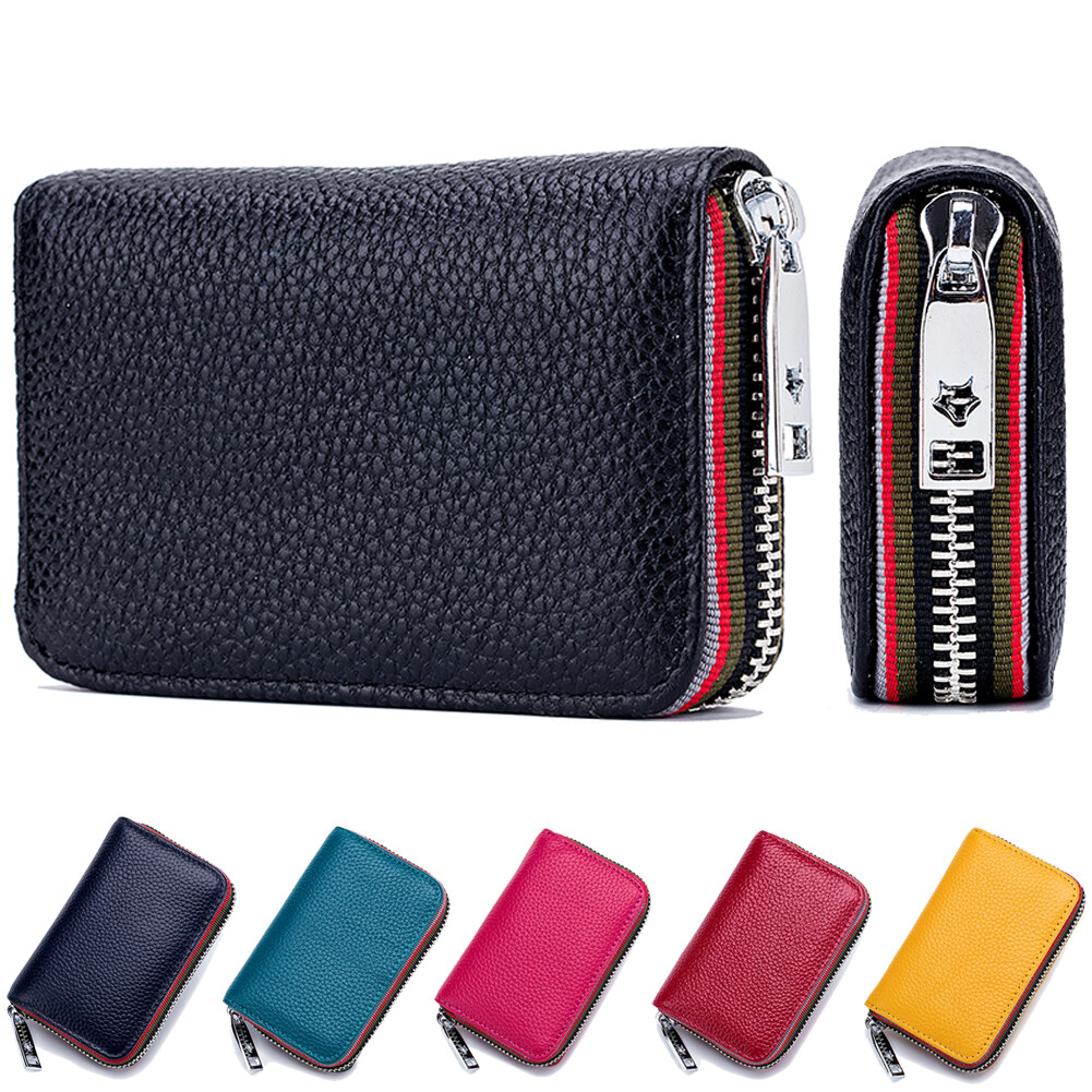 Womens Mens Leather Wallet Credit Card ID Holder Zipper Purse
