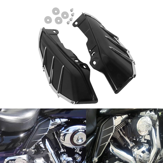 Black ABS MidFrame Air Deflector+Trims Fit For Harley Electra Road