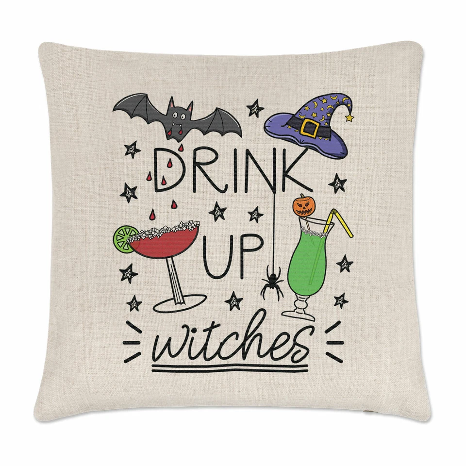 Boisson Dessus Sorcières Halloween Coussin Housse Fantôme Citrouille Joke Drôle - Photo 1/1