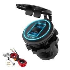 Rocketek Dual USB Socket Charger, Dual 4.8A USB Car Charger Waterproof Power ...