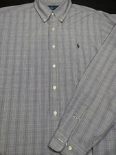 Ralph Lauren Mens Polo Button Front Long Sleeve Cotton Plaid Shirt L 16 1/2