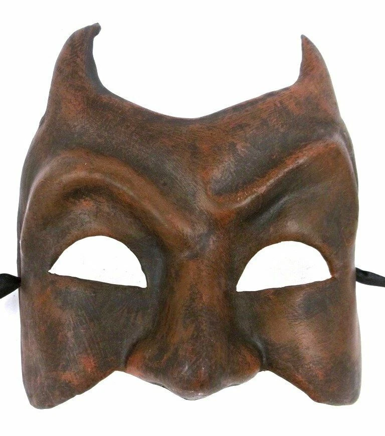 Evil Dark Red Devil Horns Paper Mache Halloween Mardi Gras Mask - Image 2 of 4