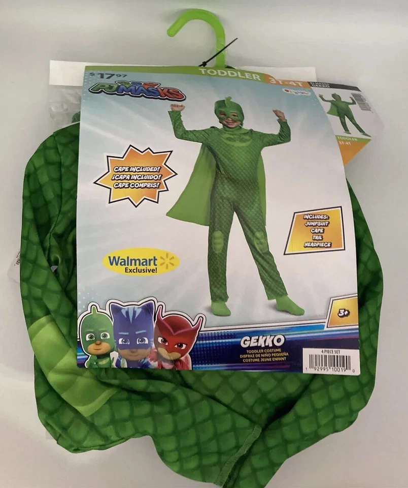 PJ Masks 3T/4T Gekko 4-Piece Costume, includes cape! NWT - Image 2 of 4