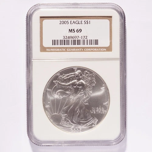 2005 Silver American Eagle Dollar NGC MS69