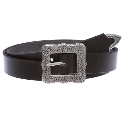 Western Thick Leather Belt with Vintage 2-piece Center Bar  display picture 3