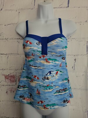 Crown & Ivy Swimsuit Tankini Top only Small Molded Cups Multicolor Adj. Strap