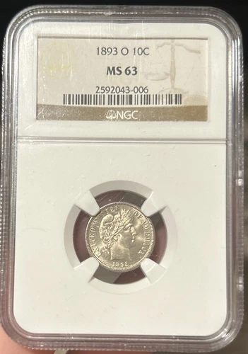 1893-O Barber Dime MS-63 NGC
