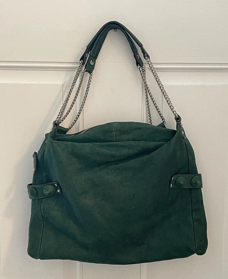 Be &d Verde Piel Correa de Cadena Bolso Hobo - Imagen 4 de 4