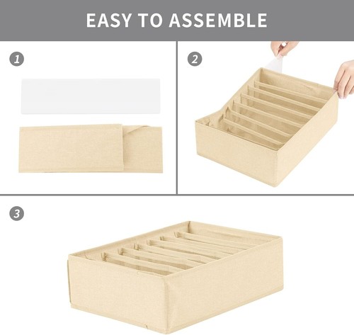Foldable Clothing Organizers - 4 Pack with 8 Grids for T-shirts - Picture 5 of 8