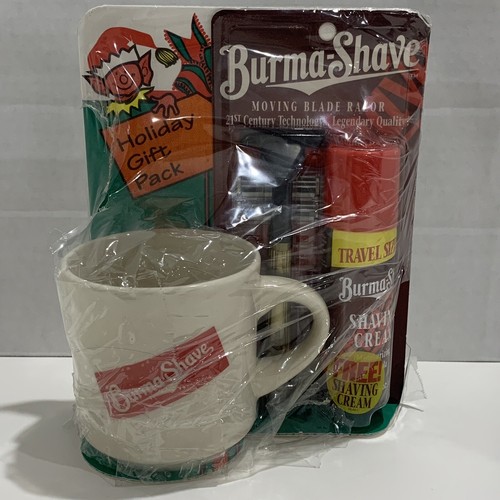 VTG NOS 1998 Burma-Shave Moving Blade Shaving Razor - 2 Blades + Cream + Mug - 第 1/3 張圖片