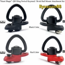 Unique "Black Heart Shape" QD Sling Swivel Keymod/M-ok Rail Mount Attachment Set