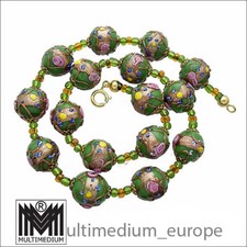 Vtg Murano Glas Kette Halskette Grün glass necklace millefiori