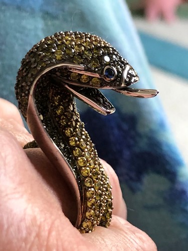 Sterling silver 925 COBRA SNAKE ring size 8 with Crystals - Picture 2 of 9